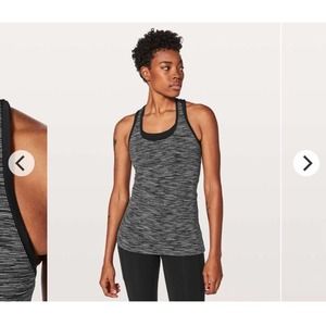 Lululemon Black Heather Stripe Racerback Tank Top Size 8